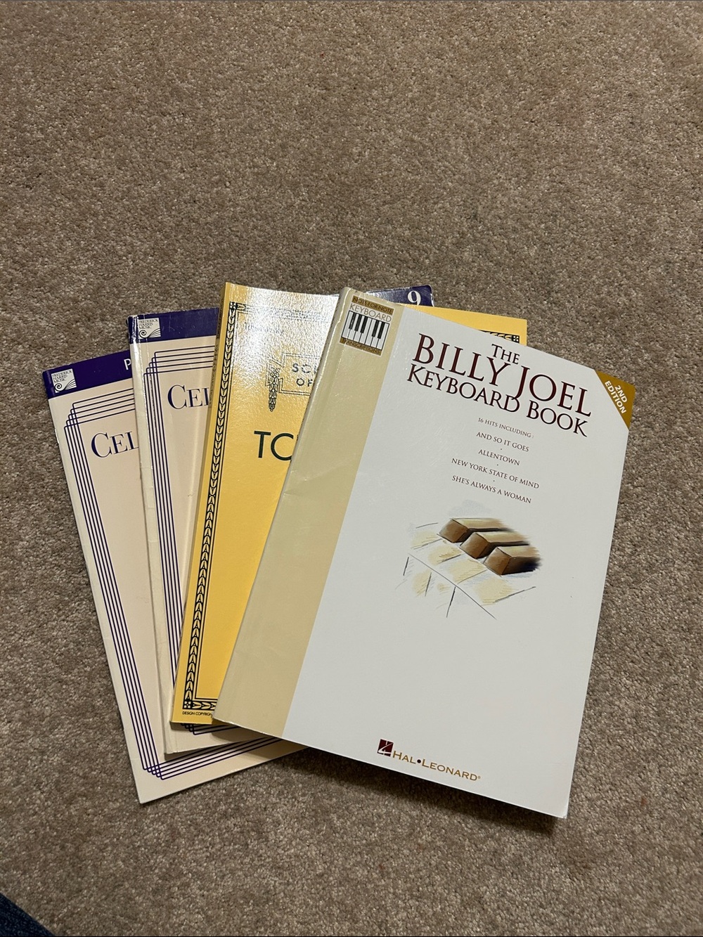 Piano music books, assorted in level and style